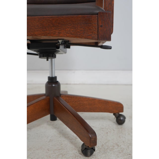 Stickley Mission Oak Leather Desk Chair For Sale - Image 10 of 18