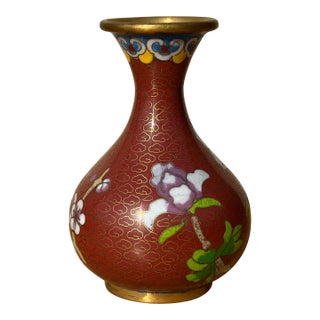 Vintage Petite Cloisonne Floral Vase For Sale