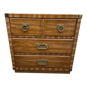 Mid 20th Century Drexel Furniture Crosswinds Rattan & Wood Campaign Style Dresser.