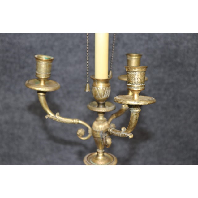 1910s Pair Figural French Figural Maidens Empire Style Gilt Metal Candelabras Lamps For Sale - Image 5 of 9