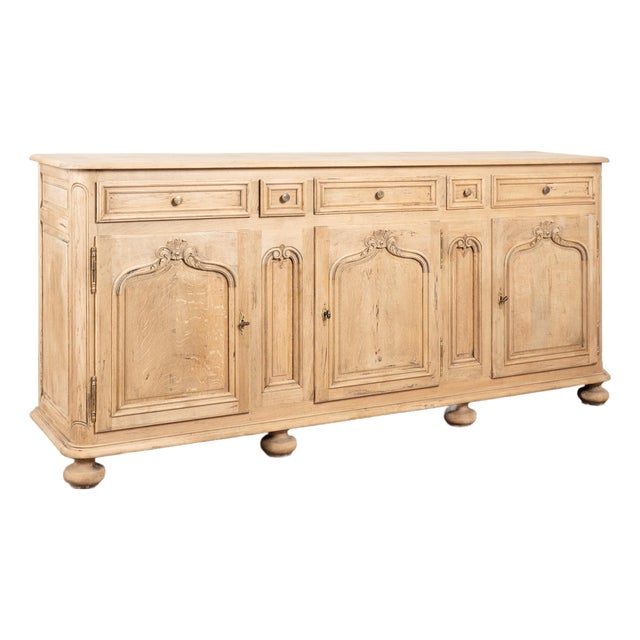 Late 19th Century French Bleached Oak Sideboard Buffet For Sale