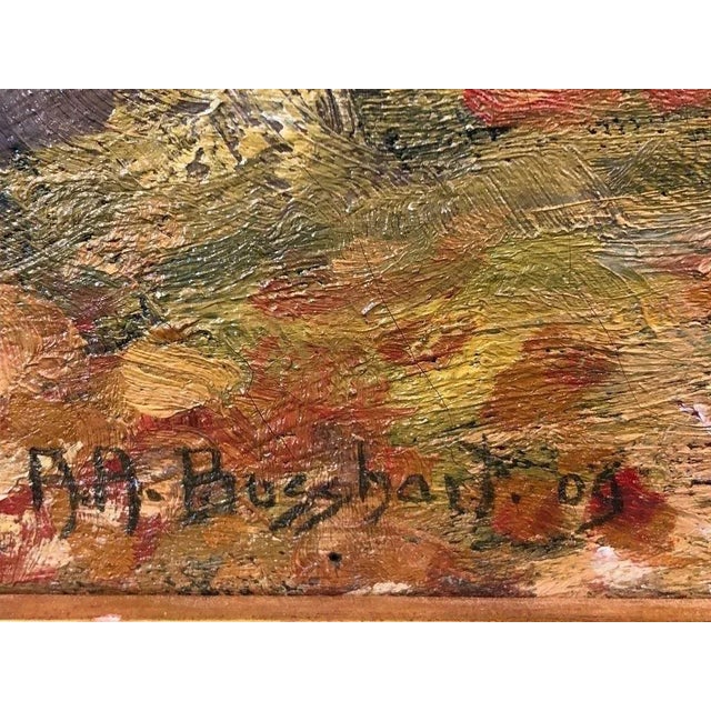 American Circa 1900 A. A. Bosshart Mid-Atlantic Barn Scene Landscape Painting For Sale - Image 3 of 4