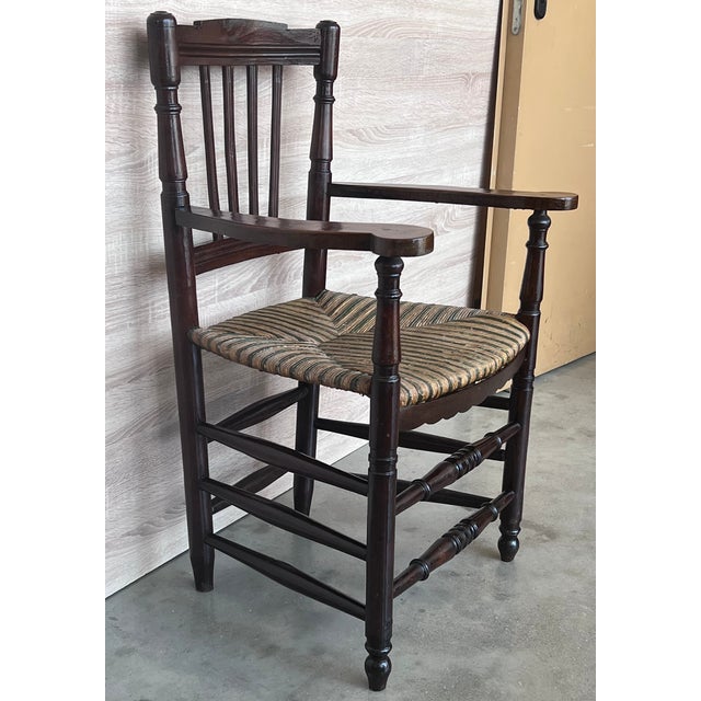 Spanish Pair of Spanish Horseshoe Back and Cane Armchairs For Sale - Image 3 of 9