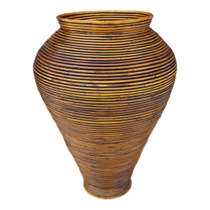 Vintage Italian Gabriela Crespi Style Pencil Reed Rattan Floor Vase