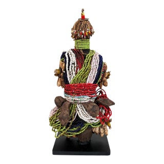 Vintage African Fertility Doll Cameroon 10" H W/Wood Stand For Sale