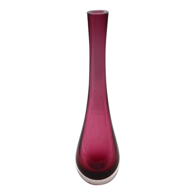 Mid-20th Century Murano Blown Glass Elongated Tear Drop Form Vase For Sale