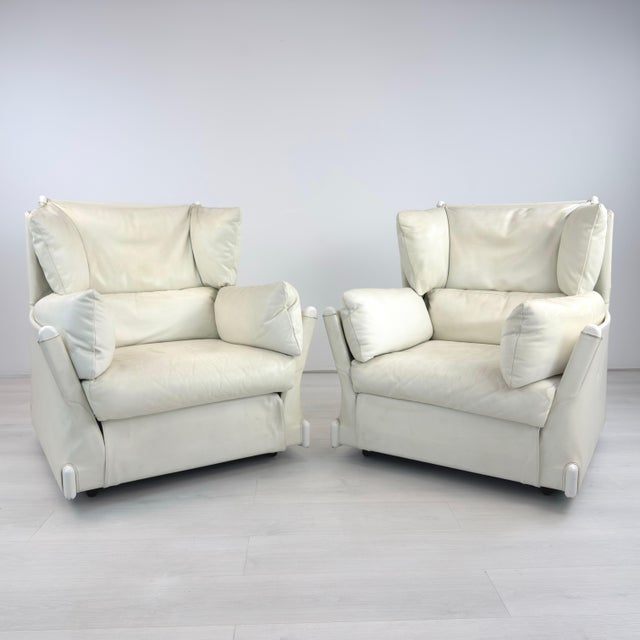 Cassina Piero De Martini for Cassina Armchairs With Ottoman - A Pair For Sale - Image 4 of 9