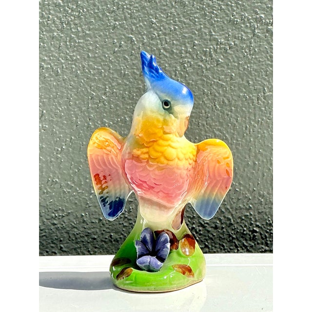 Vintage Glazed Ceramic Cockatoo For Sale - Image 9 of 12