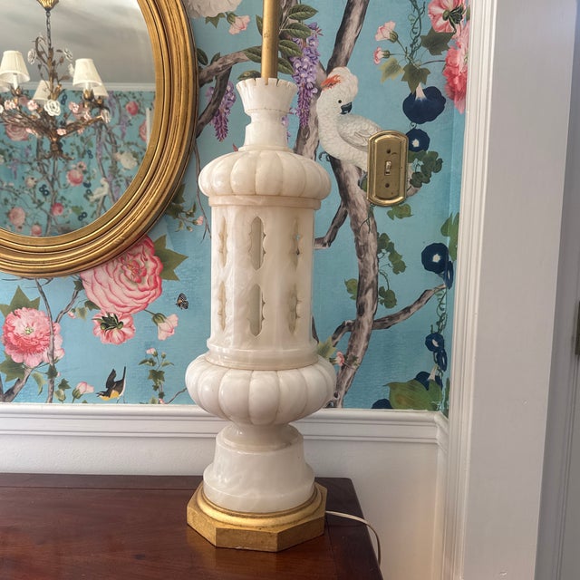 Mid-Century Modern Mid 20th Century Marbro White Alabaster Table Lamp For Sale - Image 3 of 12