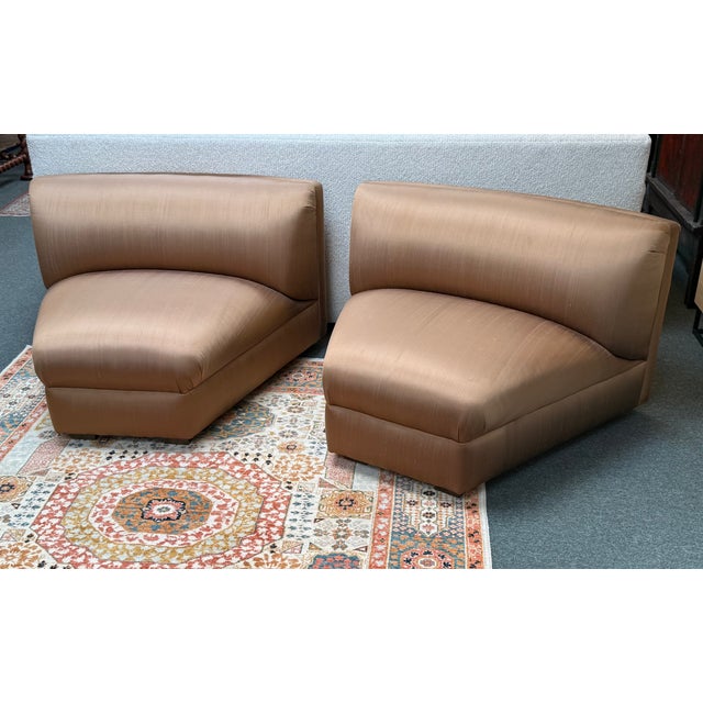 Richard Andronaco Golden Bronze Silk Serpentine Chairs, Pair For Sale - Image 4 of 16