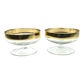 Large Size Crystal & Gold Leaf Desert Coupes - a Pair For Sale