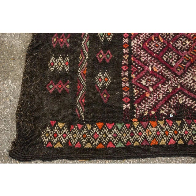 Textile Vintage Moroccan Tuareg Black Runner Rug For Sale - Image 7 of 8