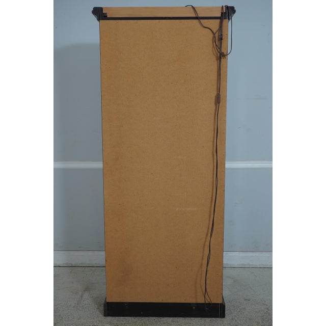 Vintage Ebony Painted Wood & Glass Chinoiserie Display Cabinet For Sale - Image 12 of 12
