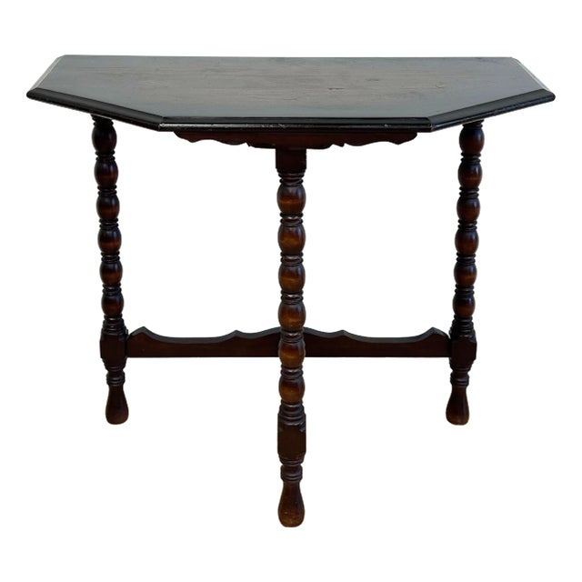Vintage Bobbin Leg Demilune Table For Sale