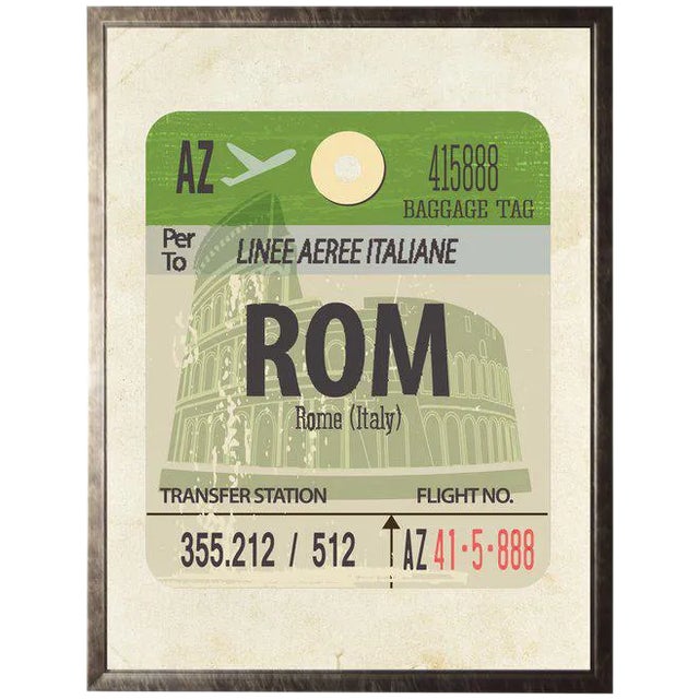 Rome Travel Ticket in Pewter Shadowbox For Sale