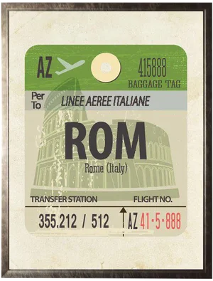 Rome Travel Ticket in Pewter Shadowbox