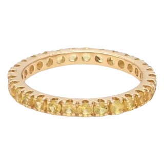 Natural 1.23 cts Yellow sapphire band ring in 14k gold For Sale