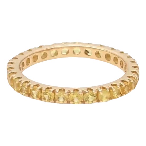 Natural 1.23 cts Yellow sapphire band ring in 14k gold For Sale