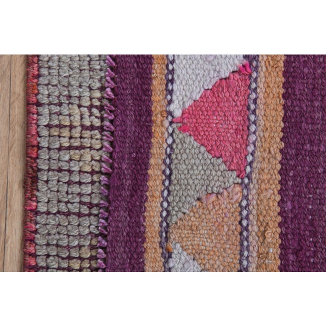 Pink 1970s Star Motif Vintage Turkish Oushak Wool Handmade Pink Runner For Sale - Image 8 of 11