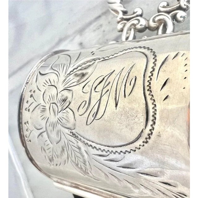 Metal Victorian Style Retractable Razor Strap Enclosed in Silver For Sale - Image 7 of 12