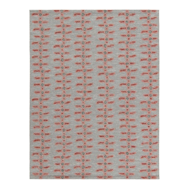 Scandinavian Style Kilim Rug in Gray, Red & Pink by Rug & Kilim 3x14 For Sale