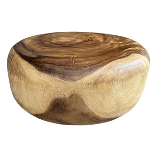 Andrianna Shamaris Impressive Drum Style Solid Wood Coffee Table For Sale