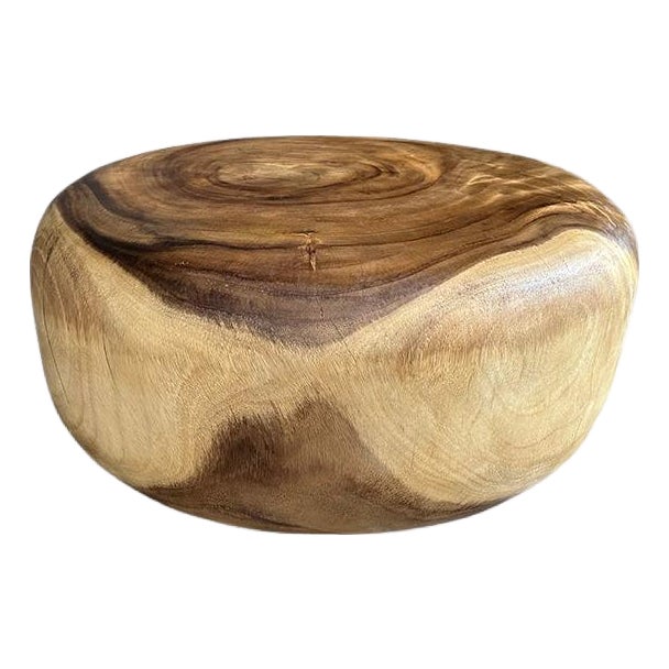 Andrianna Shamaris Impressive Drum Style Solid Wood Coffee Table For Sale