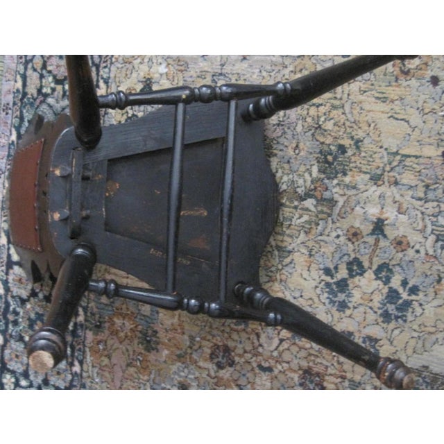 Antique Embossed Leather Accent Chair For Sale - Image 4 of 4