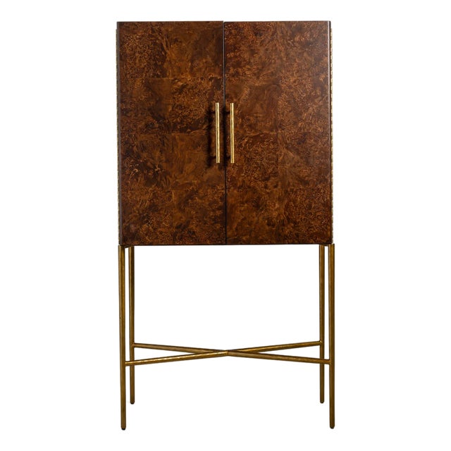 Whiskey Burlwood Bar Cabinet For Sale