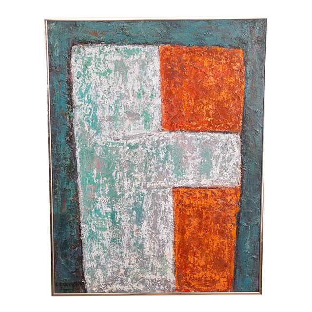 Mid Century Modern Oil Painting George Constant Art Abstract Original Signed '66 For Sale