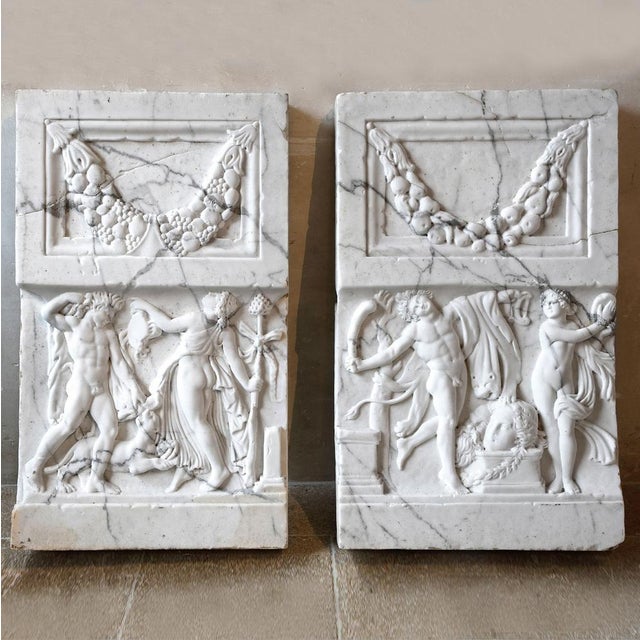 White Marble Relief Frieze Panels, 1920s, Set of 2 For Sale - Image 16 of 16