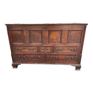 Early 19th Century Inlaid 5 Drawer Oak Mule/Blanket Chest WithReeded Corners For Sale