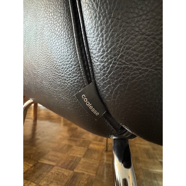 Original black leather and polished chrome BINDU CHAIR designed by Brian Kane from Coalesse Design. Mid- Back Guest Chair...