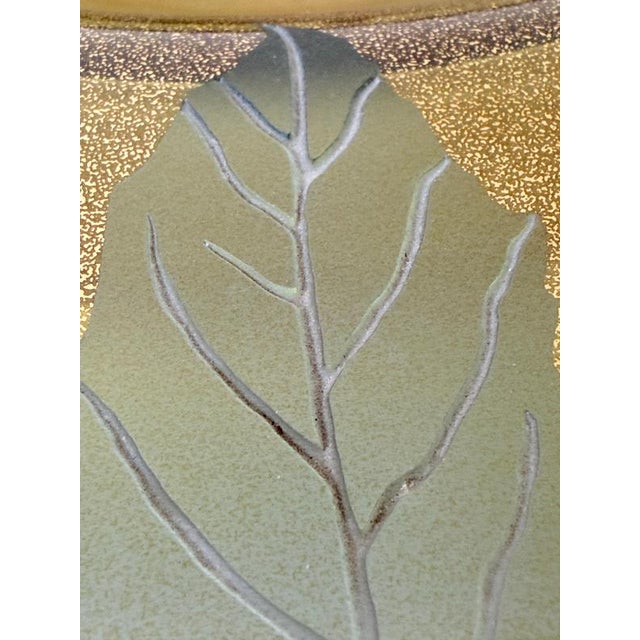 Large Art Glass Centerpiece Bowl with Brass Stand, 2000 For Sale - Image 14 of 18
