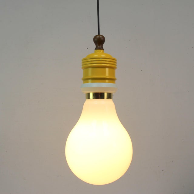Postmodern Metalarte Ceiling Lamp in the Shape of a Light Bulb, 1970s For Sale - Image 3 of 4