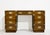 Mid century Campaign desk by Bernhardt Furniture has a rectangular top, warm brown wood finish and grain across its drawer...