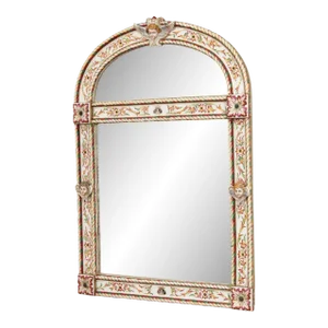Antique Italian Porcelain Majolica Frame Wall Mirror