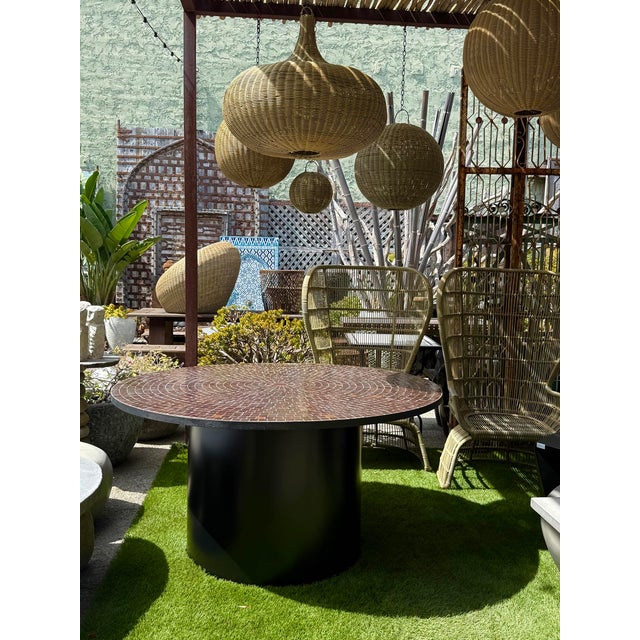 Metal Outdoor 60" Round Mosaic Dining Table For Sale - Image 7 of 7