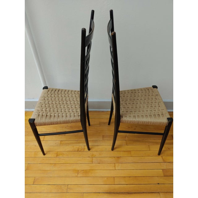 Vintage Mid-Century Italian Ladderback Chairs - Set of 4 For Sale In New York - Image 6 of 11