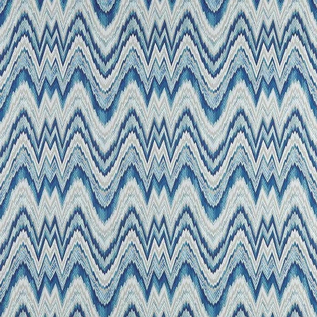 Schumacher Valkyrie Flame Stitch Fabric in Delft For Sale