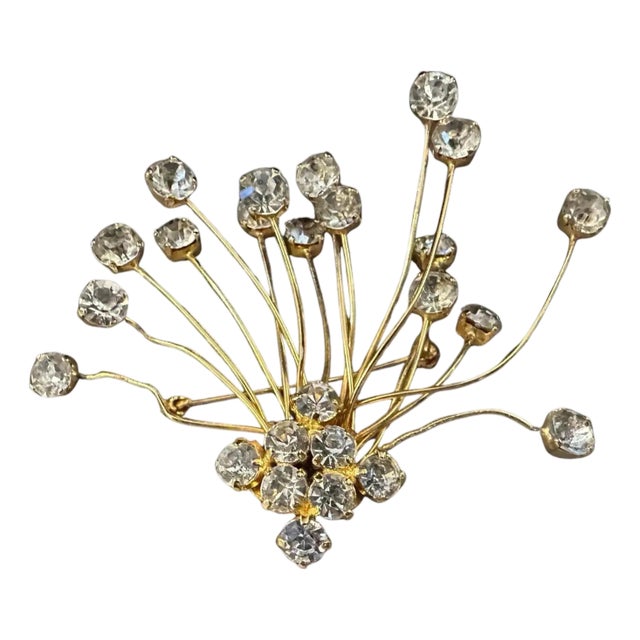 1970s Dazzling Costume Jewelry Floral Italian Brooch by 6 Donna For Sale