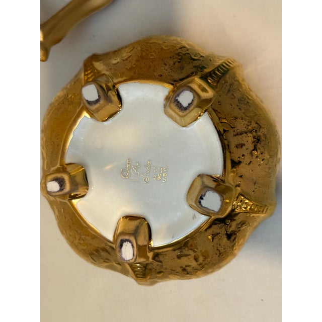 Ceramic Mid 20th Century 22 Karat Gold Ceramic Candy Dish For Sale - Image 7 of 12