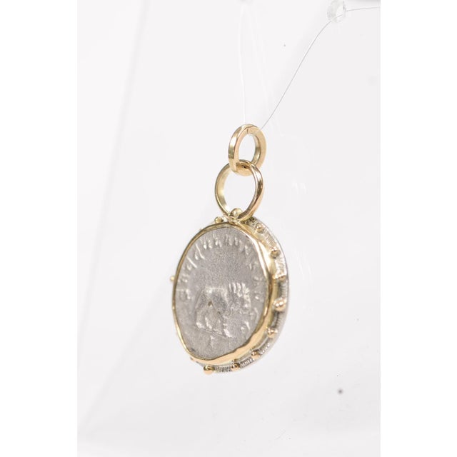 Silver Antoninianus Lion Pendant W 18k Gold For Sale - Image 10 of 13