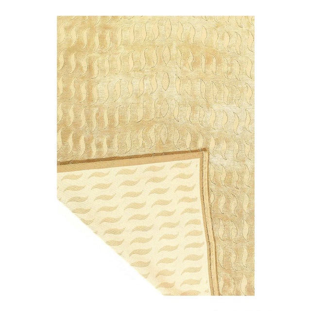 Modern Fine Hand Knotted Pure Silk Modern Rug For Sale - Image 3 of 5