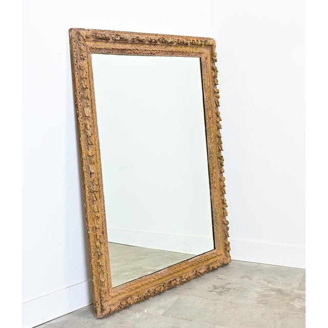 French 18th Century Hand-Carved Frame with New Mirror Plate For Sale - Image 9 of 14