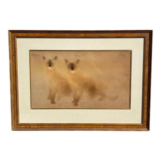Kaiko Moti, 1921-1988, Color Etching Gravure Siamese Cats, Signed Numbered Print For Sale
