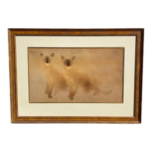 Kaiko Moti, 1921-1988, Color Etching Gravure Siamese Cats, Signed Numbered Print