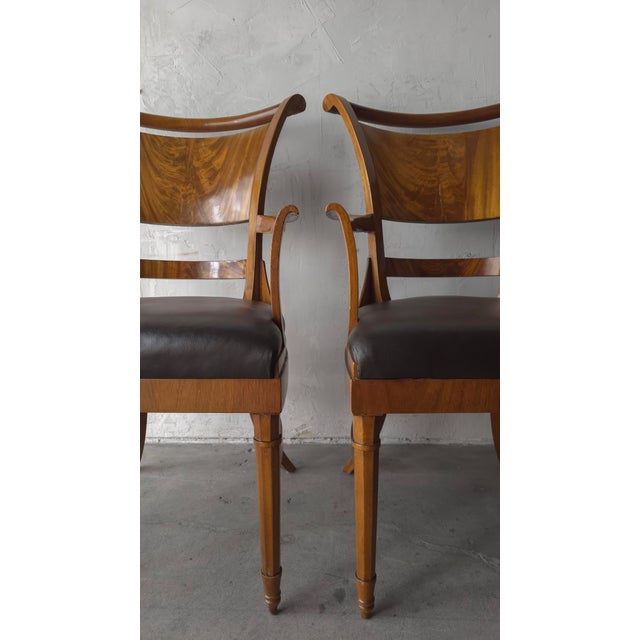 Set of Six Antique Biedermeier Burled Walnut Dining Chairs For Sale In Las Vegas - Image 6 of 10