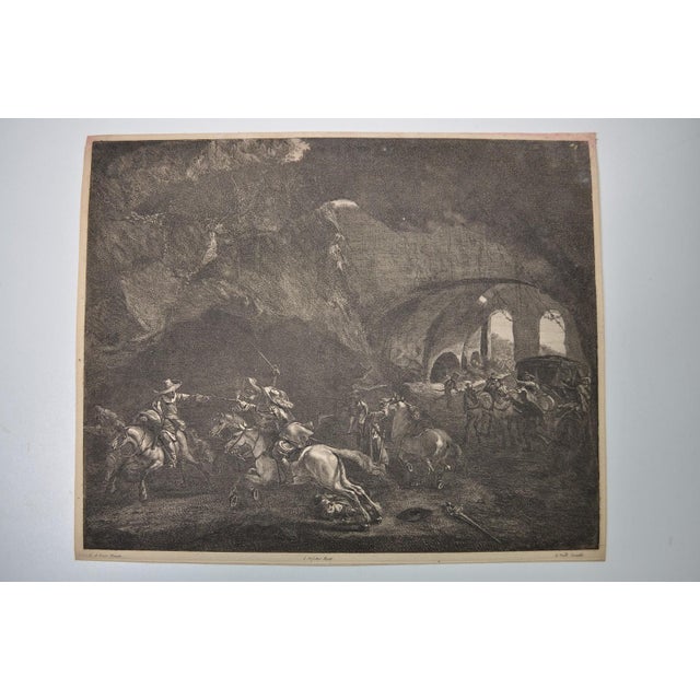 Antique Cornelis II Visscher "The Fight of the Horsemen" Etching on Laid Paper For Sale - Image 13 of 13