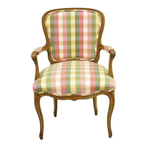 Vintage French Country Louis XV Style Plaid Arm Chair by Simon Loscertales Bona